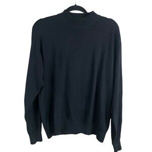 Vintage Va Bene Sweater Men  Large Black Silk CottonBlend Mock Neck Lightweight